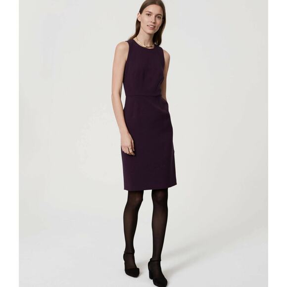 LOFT Ponte Pocketed Sheath Dress Black Exposed Zipper Stretch Womens 0P 0 Petite - Picture 8 of 8